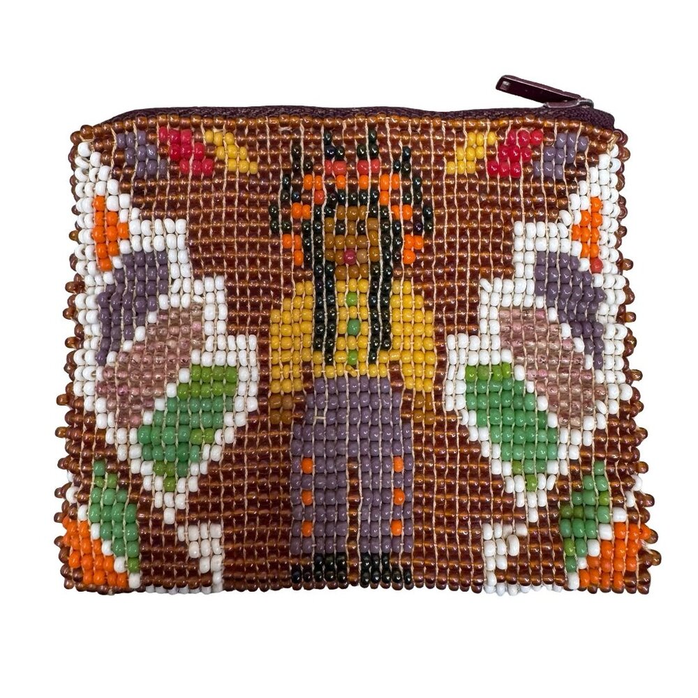 Vintage Native American Coin Purse Seed Beaded Native Coin Purse Vintage Leather